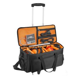 Rolling DJ Cable Bag, 1680D, Padded File Gig Bag with Wheels, 6 Detachable Divider, Travel Storage Music Gear Case, for Professional DJ Gear