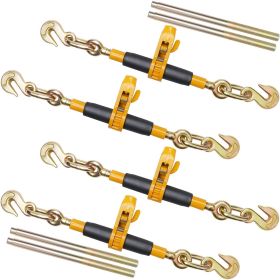 Ratchet Chain Binder, 3/8"-1/2" Heavy Duty Load Binders, with G80 Hooks 12000 lbs Secure Load Limit, Labor-saving Anti-skid Handle