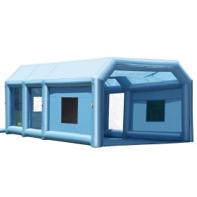 Inflatable Paint Booth, 29.5 x 15.7 x 11.8 ft Inflatable Spray Booth, with 950W+750W Powerful Blowers and Air Filter System
