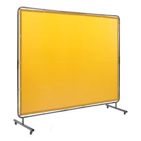 Welding Screen with Frame, 6' x 8' Welding Curtain Screen, Flame-Resistant Vinyl Welding Protection Screen on 4 Swivel Wheel (2 Lockable)
