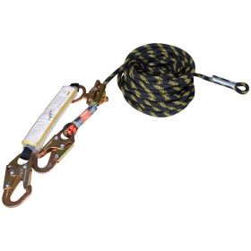 Vertical Lifeline Assembly, 0.55'' x 100' Fall Protection Rope with 30 KN Breaking Tension, Polyester Roofing Rope with Steel Snap Hooks, Rope Gr