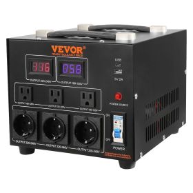 Power Converter, 3000W, Durable Step Up/Down Unit, Switches between 110V and 220V, Includes US and EU Outlets plus 5V USB, CE Approved