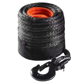 Synthetic Winch Rope, 1/2 Inch x 92 Feet 32,000 lbs Synthetic Winch Line Cable Rope with Protective Sleeve + Forged Winch Hook + Pull Strap