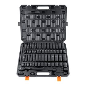 1/2" Drive Impact Socket Set, 65 Piece Socket Set SAE 3/8" to 1-1/4" and Metric 10-24mm, 6 Point Cr-V Alloy Steel for Auto Repair, Rugged Constru