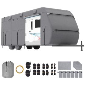 Travel Trailer Cover, 22-24 ft RV Cover, 4-Layer Non-Woven Fabric Camper Cover, Waterproof, Windproof and Rip-Stop Class A RV Cover, with Storage