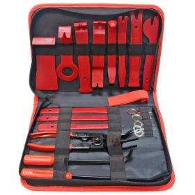 19pcs Auto Trim Removal Kits,Car Panel Removal Tool Car Interior Trim Kit Auto Clip Pliers Fastener Remover Pry Tool Set For Automotive Radio Ste (Option: Red)
