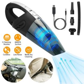 Car Handheld Vacuum Cleaner Cordless Rechargeable Hand Vacuum Portable Strong Suction Vacuum (Option: Black)