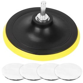 4Pcs 6in Buffing Polishing Pads Car Plush Buffing Waxing Wheels Mop Set With M14 Drill Screw For Car Polisher Drill Adapter (Option: Black)