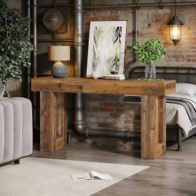 Wooden Sofa Table, 63-Inch Console Table For Entryway (Main Material: Wood, Main Color: Natural)