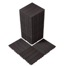 Interlocking Deck Tiles, 36 Pack,11.6"x11.6" 36 sq. ft Plastic Waterproof Outdoor Flooring All Weather Use (Color: Dark Brown - PP, Quantity: 36 pcs)