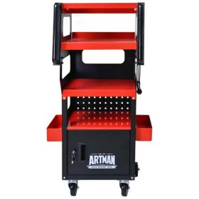 4-Level Multi-functional Diagnostic Trolley,Car Diagnostic Equipment Cart, With 360' Rotating And Lockable Casters-Black&Red (Option: Defaulttitle)